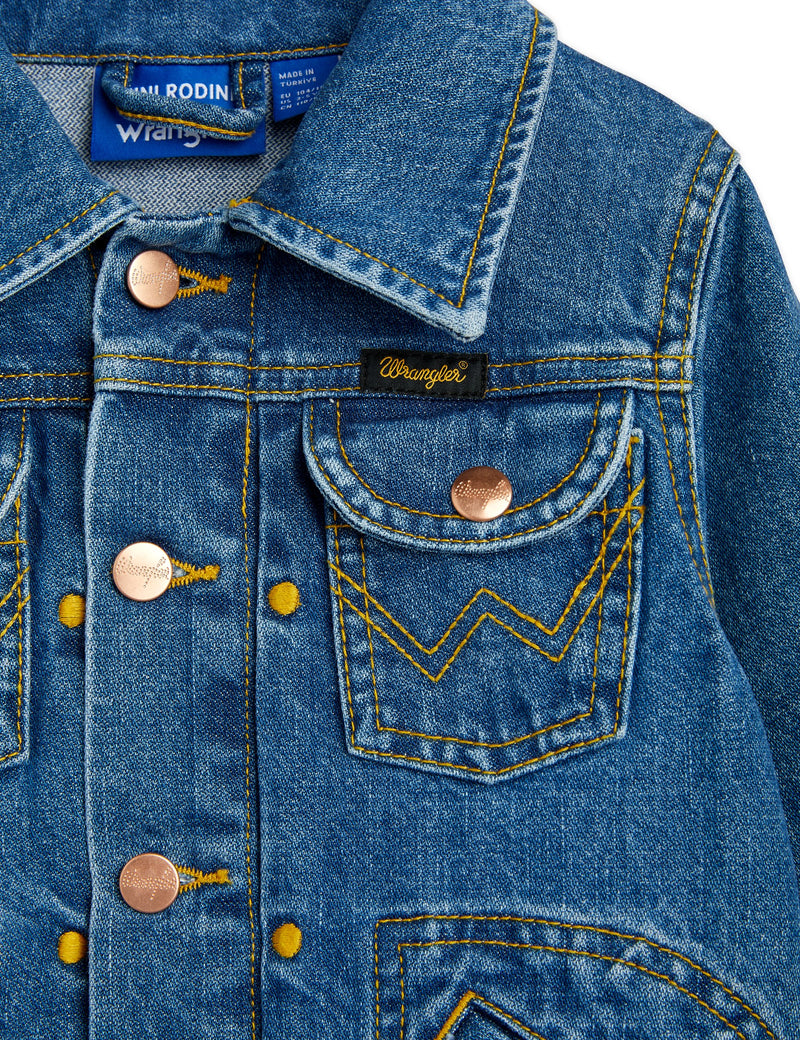 Mini Rodini MR x Wrangler Peace dove denim jacket