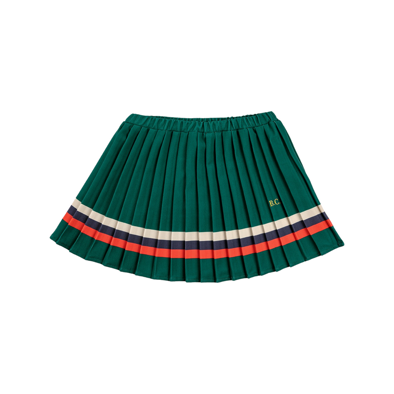 Stripes pleated woven skirt