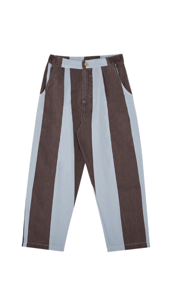 Brown Stripes Washed Kids Trousers