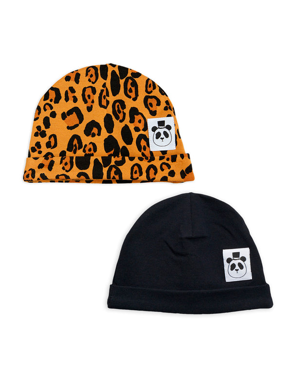 MINI RODINI Basic leopard baby beanie 2-pack